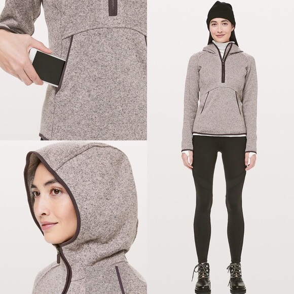 lululemon athletica Jackets & Blazers - Lululemon Fleece and Thankyou 1/4Zip Pullover Hoodie Gray & Dark Purple. Sz 8/10